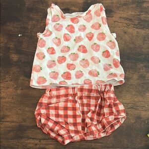Strawberry Print Baby Outfit